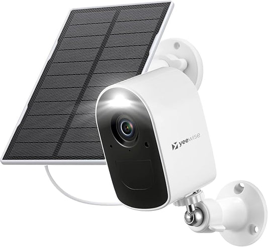 yeewise 2K Solar Security Cameras Wireless Outdoor, WiFi6 Solar Security Camera for Outside Wireless, Color Night Vision, 2.4/5GHz WiFi, IP66 Weatherproof, Compatible with Alexa, No Monthly Fees