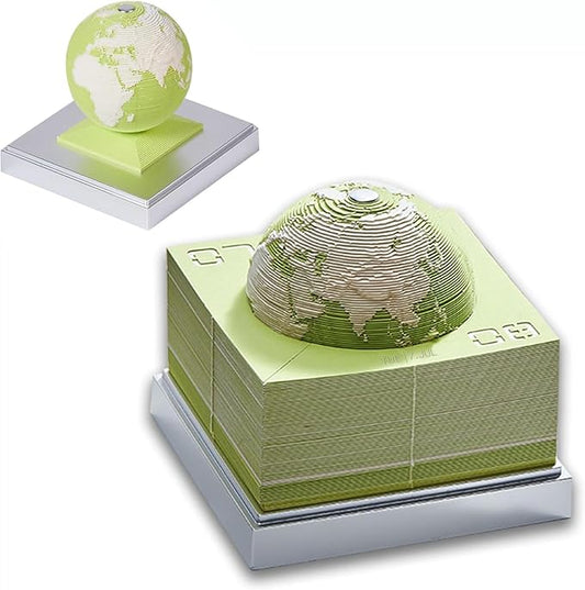 3D Calendar 2026 Stereo Earth Desk Calendar Memo Pad 365 Days Scheduler Notepad Tear Away Sculpture Paper Earth Model Sculpture for Planning and Organizing Your Home, School or Office(Green)