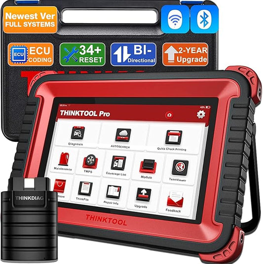 Thinktool Pro Bidirectional Scanner, Thinkcar All Systems Bluetooth OBD2 Diagnostic Scan Tool, Car Code Reader 34+ Resets, ECU Remap, TPMS Relearn, 8 Inches Screen 2 Years Update