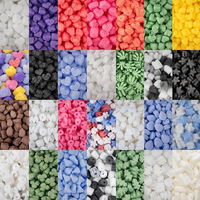 Magicwater Supply - .25 Cu Ft - Pink Heart Shaped Recycled Anti Static Packing Peanuts - Compostable & Biodegradable Cushion for Shipping - Dust-Free & Abrasion Resistant - Void Filler