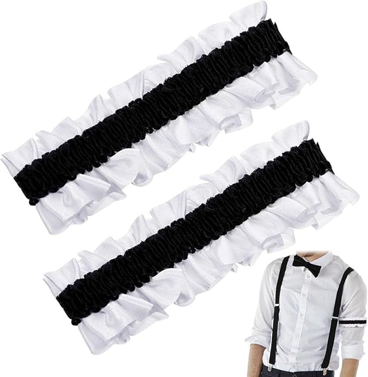 Jadive 2 Pcs Roaring 20s Armband Garter for Men Sleeve Shirt Costume Anti Slip Arm Holder Garter Belt for 1920s Party