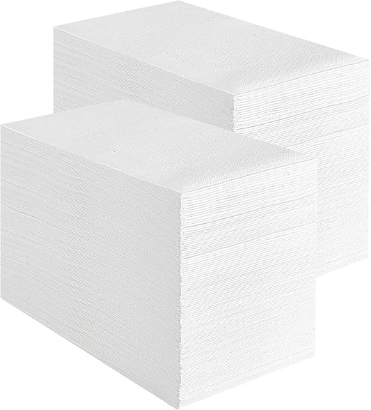 Vplus 400 Pack Premium Quality Guest Towels Disposable Dinner Napkins Soft, Absorbent, Party Napkins for Dinners or Catering Events，and Everyday Use (White, 400)
