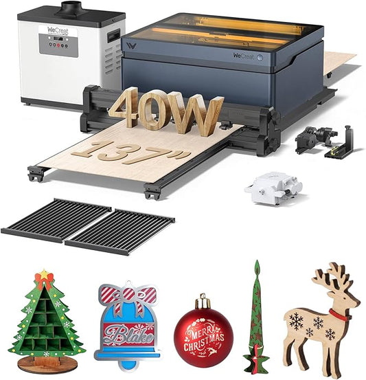 WECREAT Vision 40W Laser Engraver and Cutter Machine with Automatic Conveyor Feeder, Fume Extractor, 4-in-1 Rotary, Air Assist, Laser Bed for DIY Engraving and Cutting Acrylic Wood Metal Leather