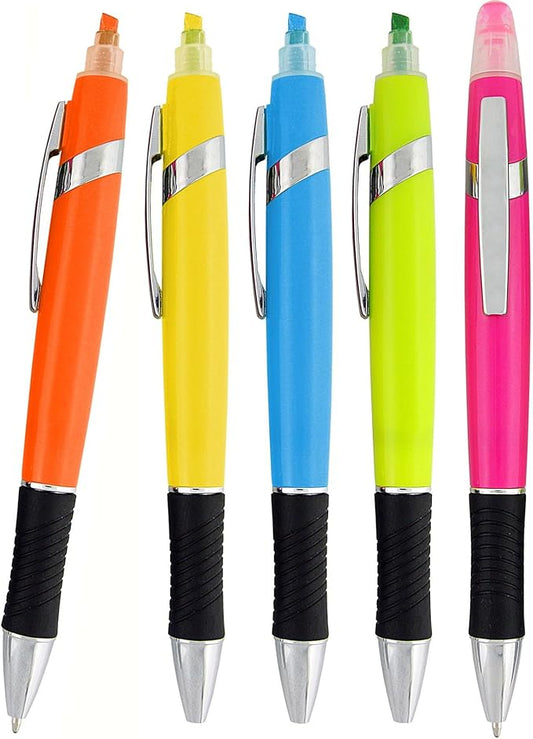 SyPen Highlighter with Ballpoint Pen Combo, Comes in an array of bright colors, 5 pack