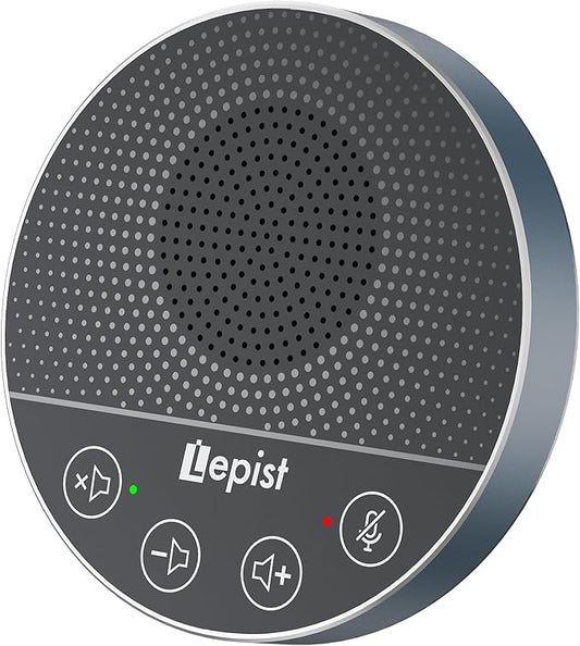 USB Speakerphone,Conference Microphone for Home Office, Omnidirectional Desktop PC Speaker with 360° Voice Pickup, Noise Cancelling, Plug & Play for Zoom/Teams/Skype, Webinar,Online Classes