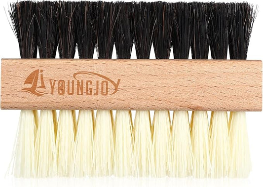 YoungJoy Dual Sided Sneaker Shoe Cleaner Brush Set Shoes Clean Brush Kit Horsehair Boar and Plastic Bristles with Microfiber Cloth (C)