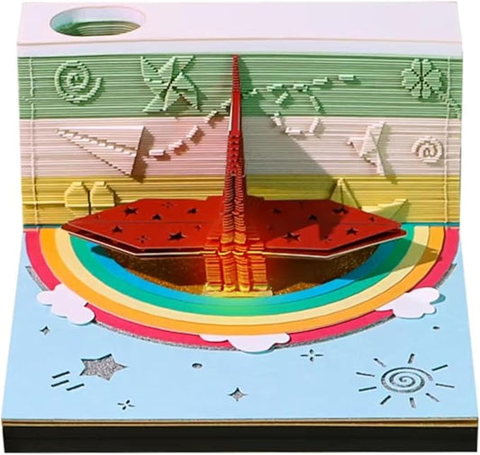 Timepiece Calendar 3D 2026,3D Art Calendar Memo Pad,3D Art Calendars Memo Pad,Creative 3D Notepad Calendars Paper Carving Art Sticky Notes,Tear-Away 3D Artsy Pads,for School,Home,Office