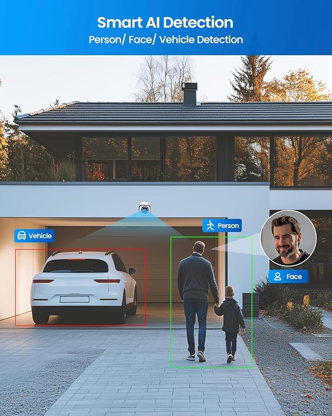 ZOSI 4K PoE Security Camera System,4 x 8MP Weatherproof Surveillance Cameras with One-Way Audio,People Counting,Night Vision,Person Vehicle Detection,8CH 4K NVR with 2TB HDD for Home 24/7 Recording