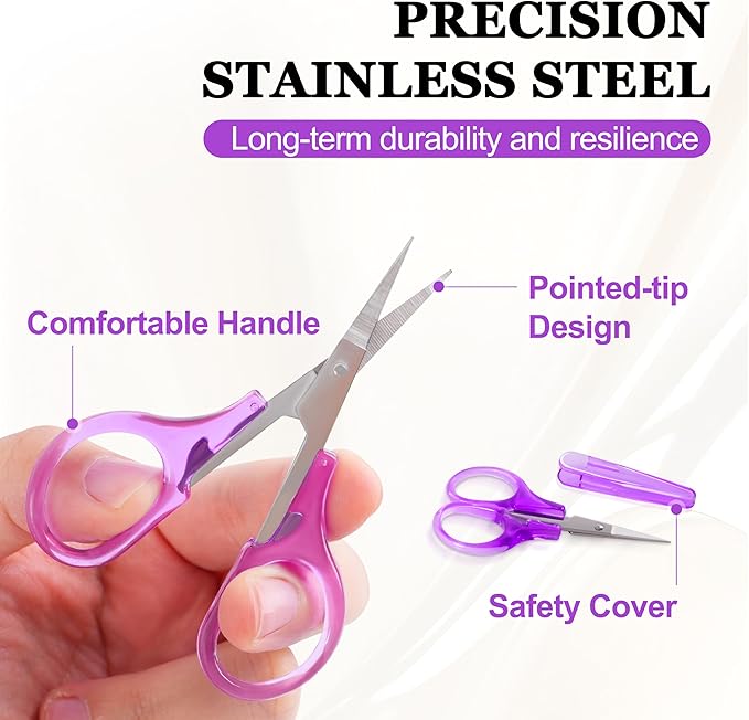 10 Pcs Small Scissors All Purpose, Stainless Steel Sharp Mini Detail Craft Scissors with Protective Cover for Embroidery, Paper Cutting, Sewing, Knitting, Crafting, 3.5"
