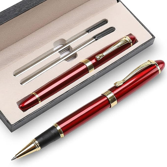 YIVONKA Luxury Ballpoint Pens Nice Ball Pen Best Gift for Men Professional Executive Office BallPens Classy Gift Box Ballpoint Black Refill Line width 0.5mm (Red)