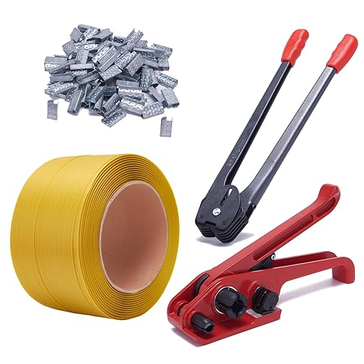 All-in-One Banding Strapping Kit with Poly Strapping Tensioner, 3000ft PP Band, 200 Metal Seals, and Sealer Tools