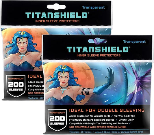 TitanShield | Inner Sleeves | Perfect Fit Card Sleeves | Compatible with Pokémon Cards MTG Magic The Gathering Lorcana | for Double Sleeving (Daylight (Transparent), 400 ct)