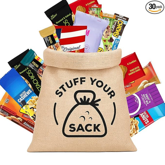 Healthy Office Snack Pack – Individually Wrapped Variety with Candy, Popcorn, Nuts & Trail Mix – Wholesome Breakroom Treats by Stuff Your Sack