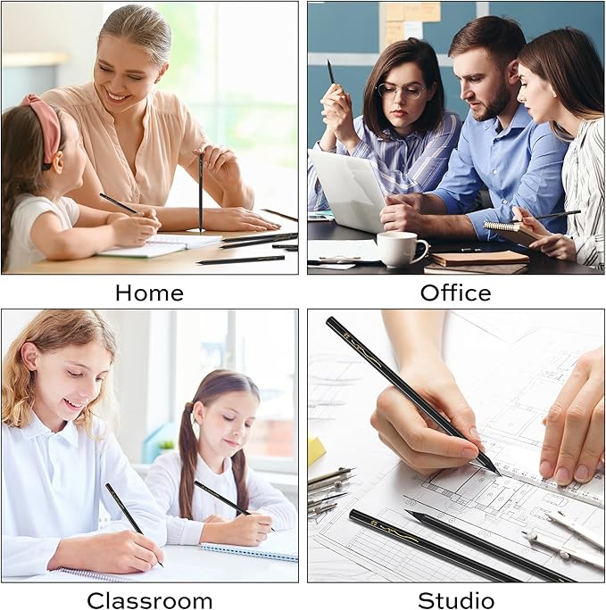 VUSIGN Pencils Bulk - 72 Pack 2B Pre-sharpened Drawing Pencils, With 1 Sharpener & 2 Erasers, for Art,Sketching, Shading, School & Office Supplies, Black