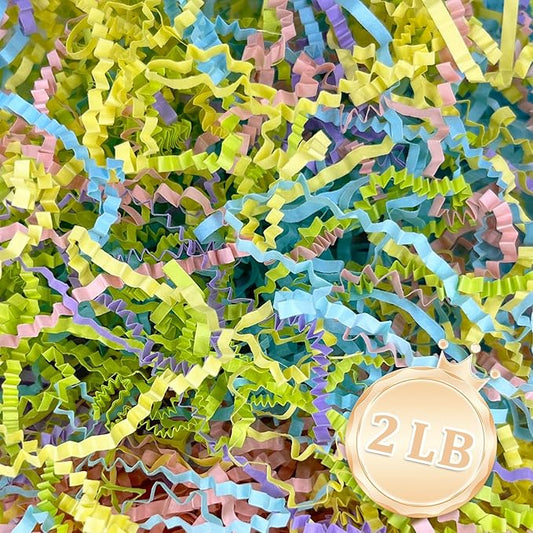 Zankubom Easter 2LB Crinkle Cut Paper Shred Filler Great for Gift Wrapping, Basket Fillers, Birthday, Gift Wrapping, Anniversary, Halloween Christmas Party Decor Filling Supplies