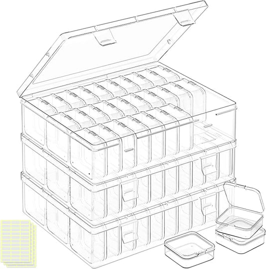 DILIBRA Bead Organizer Box, 93Pcs Small Bead Storage Containers Plastic Cases with Hinged Lid, Rectangle Clear Diamond Painting Storage Containers for Jewelry, DIY Crafts, Bracelet, Seeds, Nail