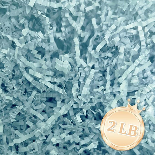 2 LB Fresh Blue Crinkle Cut Paper Shred Filler Great for Gift Wrapping, Fresh Blue Basket Fillers, Birthday, Gift Wrapping, Anniversary, Halloween Thanksgiving Christmas Party Decor Filling Supplies