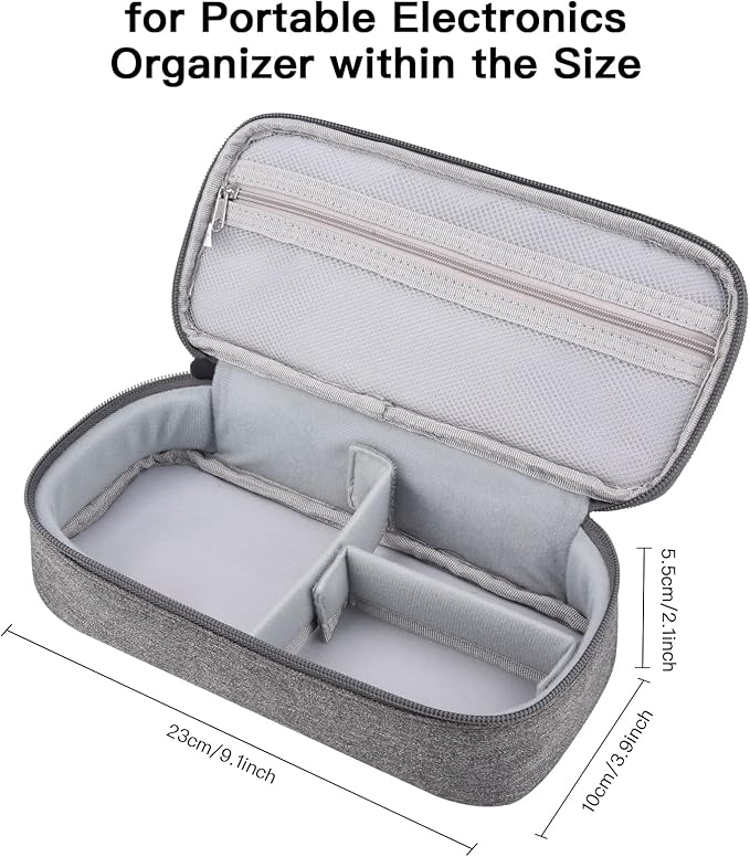 Tech Organizer Travel Case, Electronics Carrying Pouch Bag for Cable, Charger & Cords, External Power Bank, Portable Hard Drive (Dark Grey)