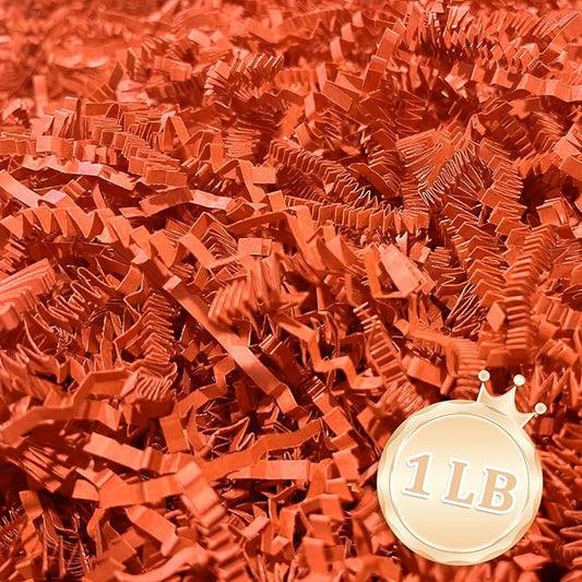 Zankubom 1 LB Orange Crinkle Cut Paper Shred Filler Great for Gift Wrapping, Orange Basket Fillers, Birthday, Gift Wrapping, Anniversary, Halloween Thanksgiving Christmas Party Decor Filling Supplies