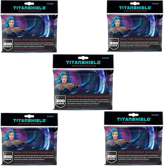 TitanShield | Inner Sleeves | Perfect Fit Card Sleeves | Compatible with Pokémon Cards MTG Magic The Gathering Lorcana | for Double Sleeving (Midnight (Smoked), 1000 ct)