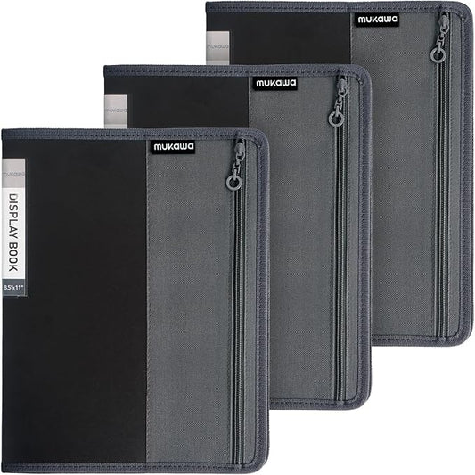 30-Pocket Display Book, 8.5×11 Letter Size Portfolio Folder with Clear Sleeves, Presentation/Certificate Binder & Document Organizer for School, Office & Home, 3 Pack