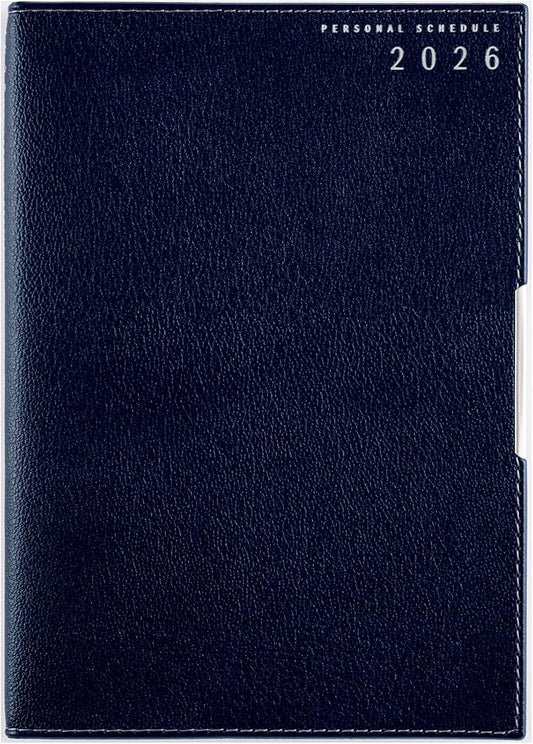 T' Direction Diary（No.390）2026 Japanese Weekly Planner (B6 5.0'' x 7.2'') Vertical Weekly Layout with Grid Memo + Monthly Blocks, Ideal for Time Management & Flexible Planning – Navy