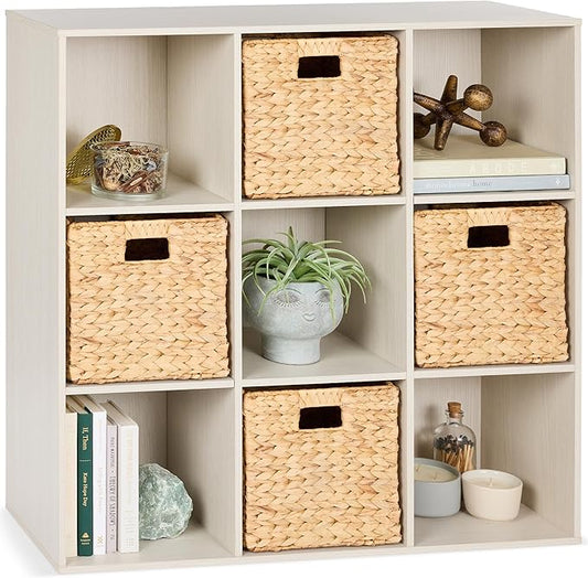 Best Choice Products 9-Cube Storage Organizer, 11in Shelf Opening, Bookcase, Display Shelf, Customizable w/ 3 Removable Back Panels - Whitewash