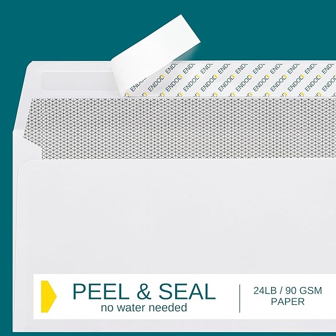 #10 Envelopes Self Seal, 500 Count, Security Tinted, 4 1/8 x 9 1/2 Inch, Business Envelopes Letter Size, 24 LB Paper - Bright White Color - Legal Size
