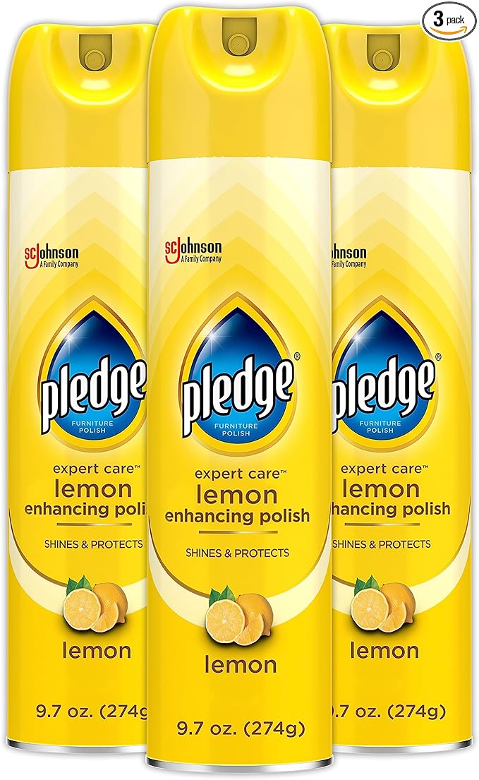 Pledge Enhancing Polish, Furniture & Wood Spray, Lemon Scent, 9.7oz (Pack of 3)