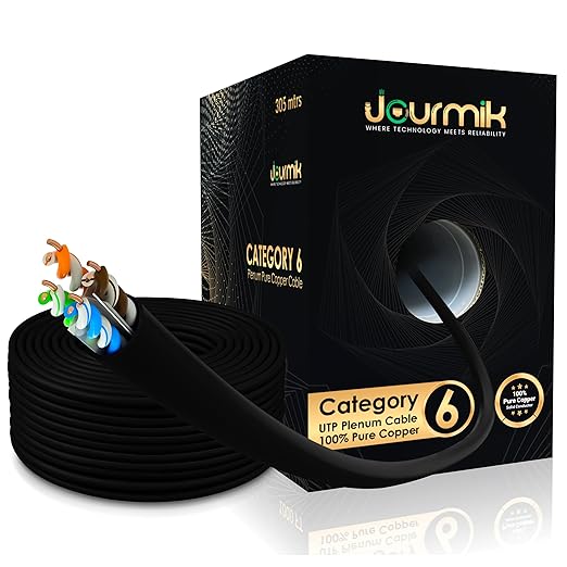 | Cat6 Plenum Cable 1000ft | Pure Copper 23AWG UTP, 550MHz, 10Gbps Bulk Cat 6 Ethernet Cable | Fire-Resistant, Supports PoE, PoE+, PoE++ | Most Certified Cable for Home, Office & Data Centers