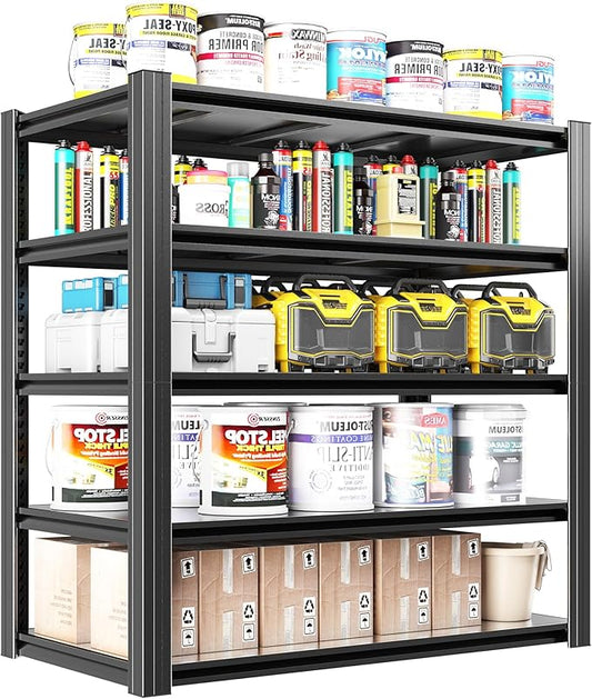 5 Tier Heavy Duty Metal Garage Shelving Units and Storage, 72"X48"X24" Deep Metal Storage Shelf, Modern Steel Utility Shelves,Large Shop Racks Industrial Shelving for Basement Warehouse