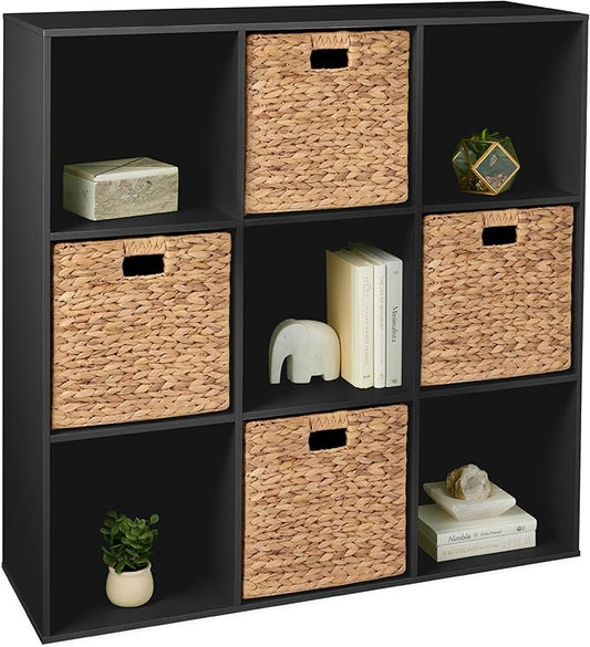Best Choice Products 9-Cube Storage Organizer, 13.5in Shelf Opening, Bookcase, Display Shelf, Customizable w/ 3 Removable Back Panels – Black