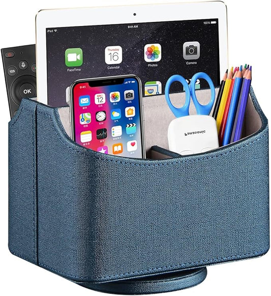 YAPISHI Remote Control Holder Swivel Remotes Caddy Organizer for TV Accessories/Controllers/Office Supplies/Phones, Bedside Table Desk Organizers and Decorations for Living Room, Desktop Storage Box