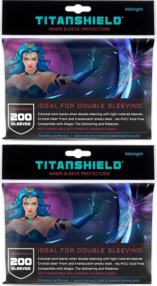 TitanShield | Inner Sleeves | Perfect Fit Card Sleeves | Compatible with Pokémon Cards MTG Magic The Gathering Lorcana | for Double Sleeving (Midnight (Smoked), 400 ct)