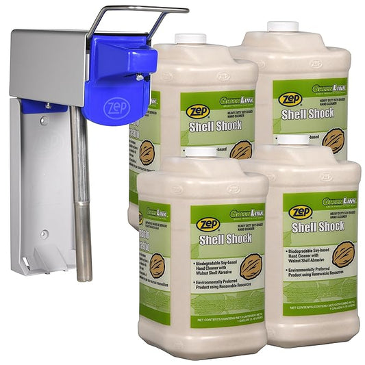 Zep Shell Shock Walnut-Based Pro Hand Cleaner D-4000 Hand Soap Dispenser - 1 Gal (Case of 4) - 318524 - Biodegradable Soy and Walnut-Based Formula