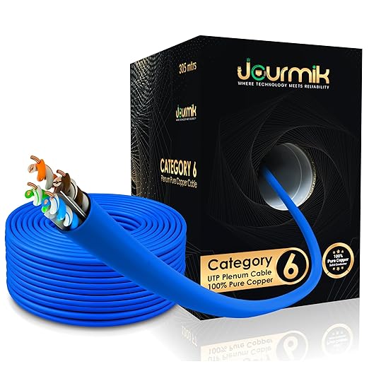 | Cat6 Plenum Cable 1000ft | Pure Copper 23AWG UTP, 550MHz, 10Gbps Bulk Cat 6 Ethernet Cable | Fire-Resistant, Supports PoE, PoE+, PoE++ | Most Certified Cable for Home, Office & Data Centers