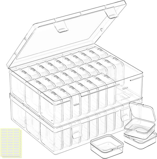 DILIBRA Bead Organizer Box, 62 Pcs Small Bead Organizers and Storage Plastic Cases, Mini Clear Diamond Painting Storage Containers Boxes with Hinged Lid for Jewelry, Bracelet, Seed, DIY Crafts