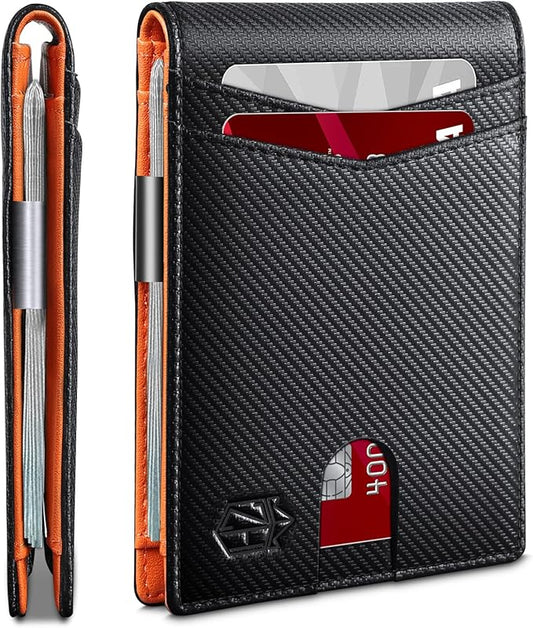 Zitahli Money Clip Wallets for Men,Slim Bifold Wallet 10-12 Cards, Mens Leather Wallet with ID Window,RFID Blocking Thin Minimalist Credit Card Holder,Gifts for Him