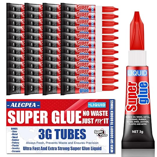 3 Gram (Pack of 48) Single Use Super Glue Liquid, Super Fast, Thin & Strong Adhesive Superglue, Cyanoacrylate Glue for Hard Plastics, DIY Craft, Ceramics, Leather, Metal Etc