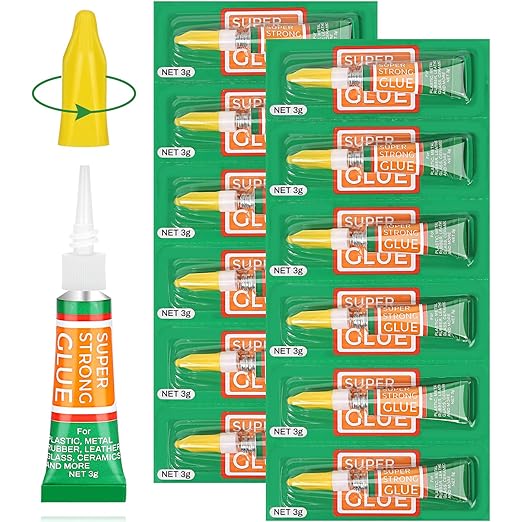 3g X 12 Pack Super Glue Strong Adhesive, Cyanoacrylate Adhesive Instant Drying Glue for Plastic, Wood, Metal, Crafts, Home Kitchen Utensil Repair Permanent