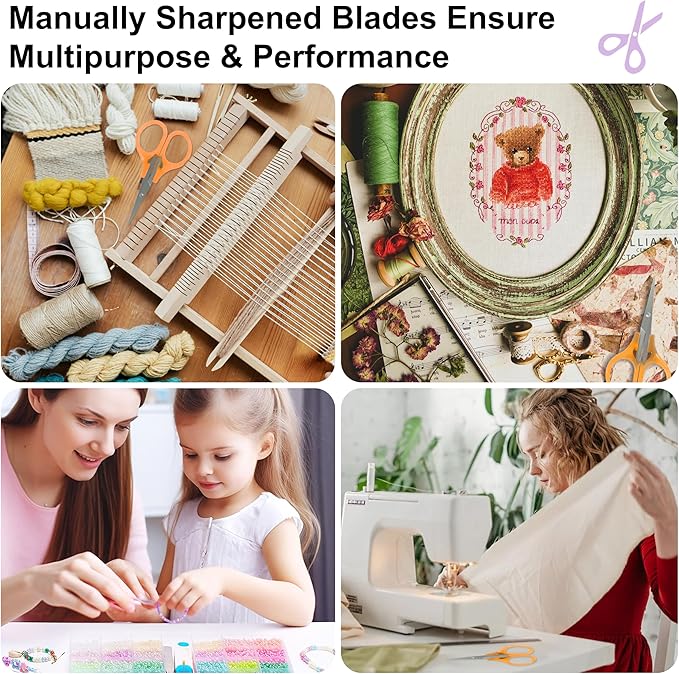 10 Pcs Small Scissors All Purpose, Stainless Steel Sharp Mini Detail Craft Scissors with Protective Cover for Embroidery, Paper Cutting, Sewing, Knitting, Crafting, 3.5"