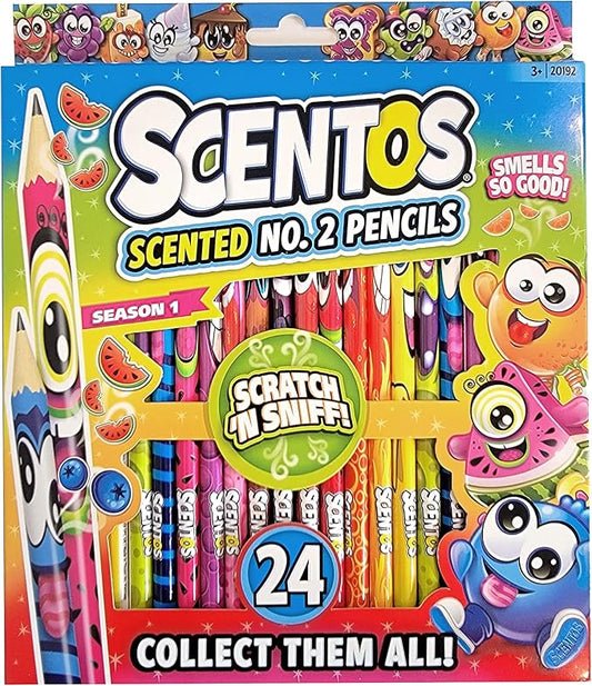 Scentos Scented Pencils - No. 2 Lead - Cute - Ages 3+ - 24 Pack