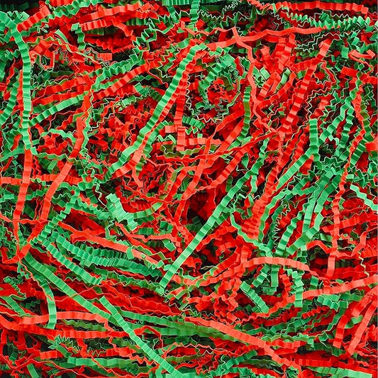 Uptotop 1/2 LB Crinkle Cut Paper Shred Filler for Gift Wrapping Basket Filling, Birthday, Christmas, Thanksgiving, Wedding, Mother's Day, Red and Green