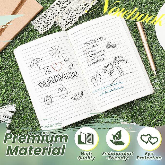 Zhanmai 5 Pack A5 Journal Refill 5.5 x 8.2'' Refillable Notebook Inserts A5 Paper Refill Kraft Travelers Journal Notebooks for Office School Writing Supplies, 100 Sheets/200 Pages